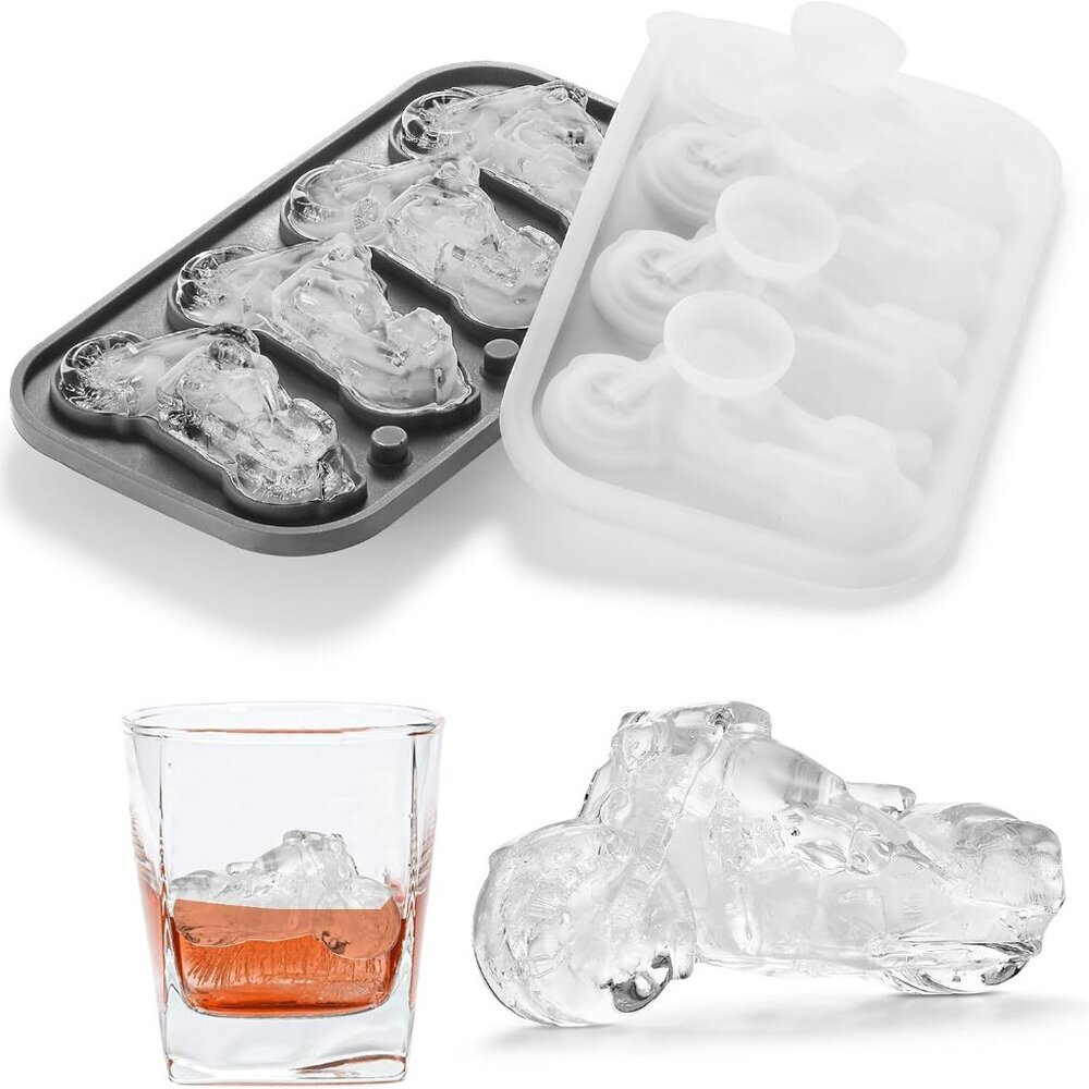 3d Motorcycle Ice Cube Tray, Large Silicone Fun Shapes Ice Cube Mold For Whiskey